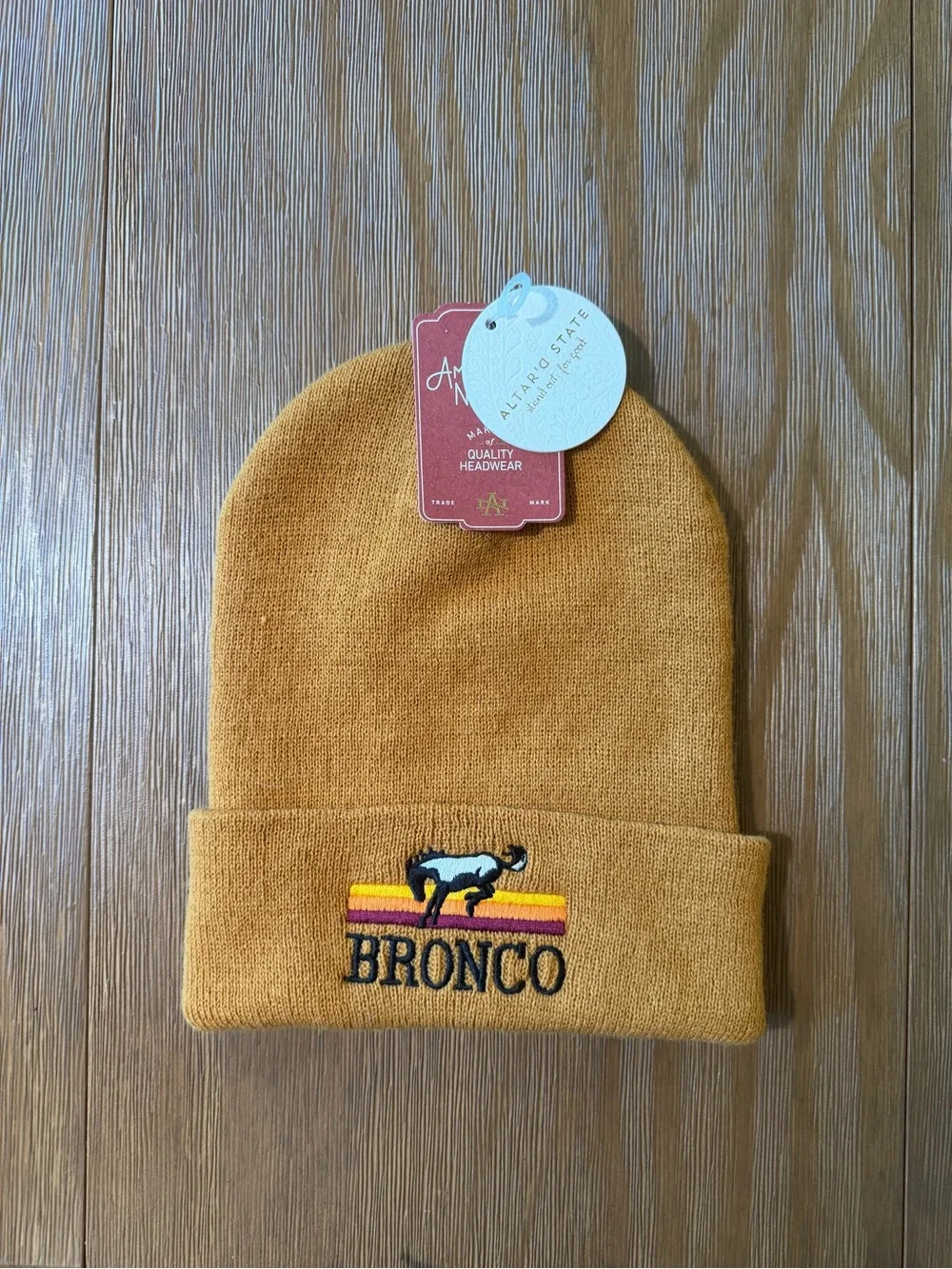 Altar'd State Mustard Bronco Kids Beanie